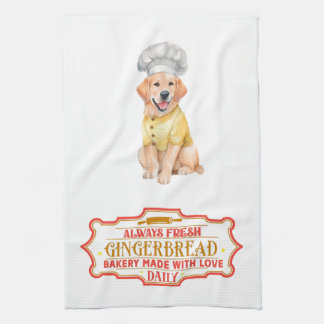 Golden Retriever Chef Baking Gingerbread Theedoek