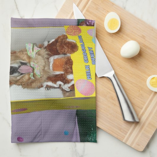 Golden Retriever Chocolate Rabbits in dozen Theedoek (Quarter Fold)