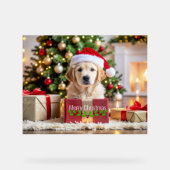 Golden Retriever Christmas Acryl Bord (Voorkant)