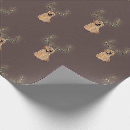 Golden Retriever Christmas Antler Wrapping Paper Cadeaupapier (Hoek)