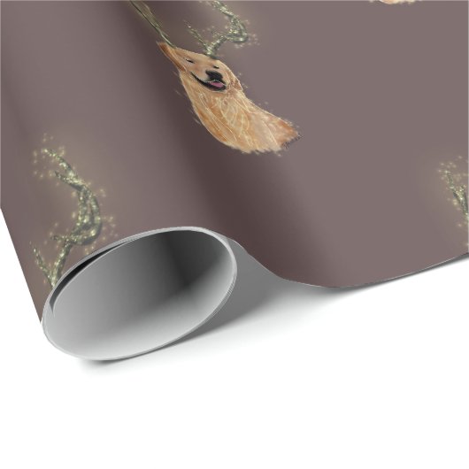 Golden Retriever Christmas Antler Wrapping Paper Cadeaupapier (Rol Hoek)