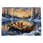 Golden Retriever Christmas Boat Holiday Groot Cadeauzakje (Voorkant)