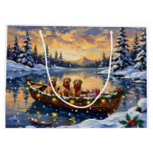 Golden Retriever Christmas Boat Holiday Groot Cadeauzakje (Achterkant)
