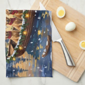 Golden Retriever Christmas Boat Holiday Theedoek (Quarter Fold)