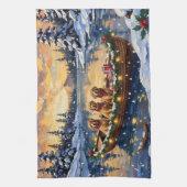 Golden Retriever Christmas Boat Holiday Theedoek (Verticaal)