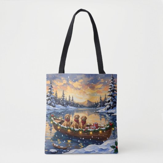 Golden Retriever Christmas Boat Holiday Tote Bag (Voorkant)