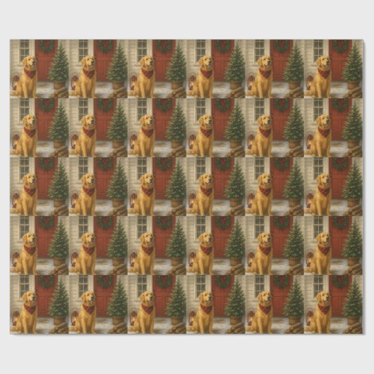 Golden Retriever Christmas Card Cadeaupapier (Vlak)