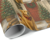 Golden Retriever Christmas Card Cadeaupapier (Rol Hoek)