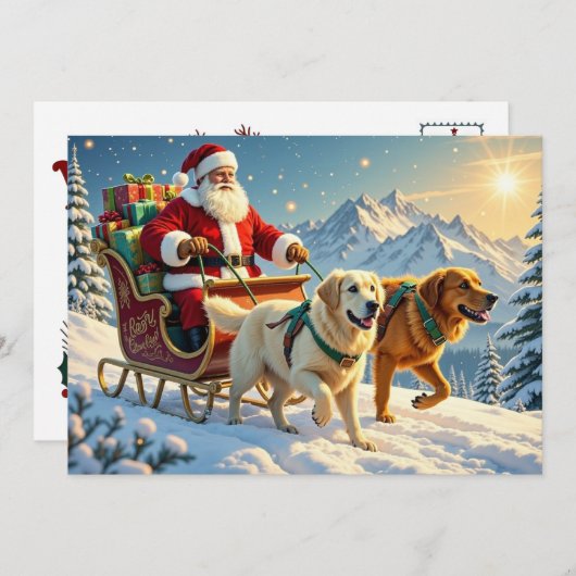 Golden Retriever Christmas Card Feestdagenkaart (Voorkant / Achterkant)