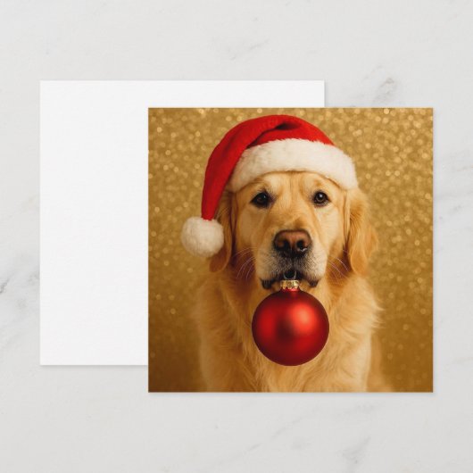 Golden Retriever Christmas Card. Feestdagenkaart (Voorkant / Achterkant)