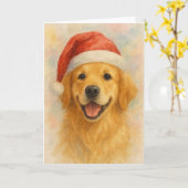 Golden Retriever Christmas Card Kaart (Gele Bloem)