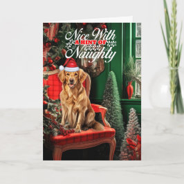Golden Retriever Christmas Dog Naughty of Nice Feestdagen Kaart