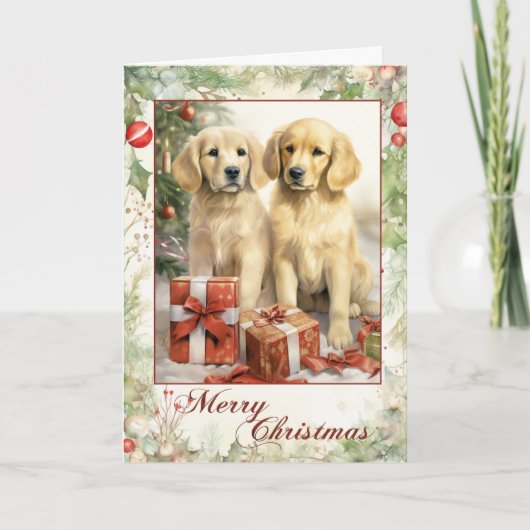  Golden Retriever Christmas Feestdagen Kaart (Voorkant)