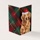 Golden Retriever Christmas Green Red Holiday Plaid Kaart (Buitenkant)