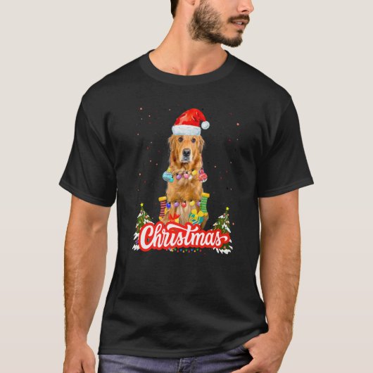 Golden Retriever Christmas Idea For Kids & Santa H T-shirt (Voorkant)