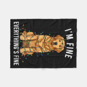 Golden Retriever Christmas I'm Fine Everything Is  Fleece Deken (Voorkant (Horizontaal))