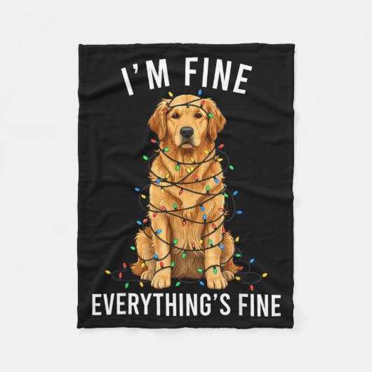 Golden Retriever Christmas I'm Fine Everything Is  Fleece Deken (Voorkant)