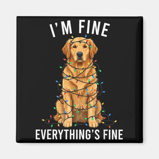 Golden Retriever Christmas I'm Fine Everything Is Magneet (Voorkant)