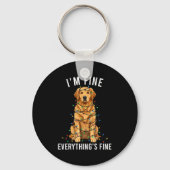 Golden Retriever Christmas I'm Fine Everything Is  Sleutelhanger (Voorkant)