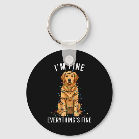 Golden Retriever Christmas I'm Fine Everything Is Sleutelhanger (Voorkant)