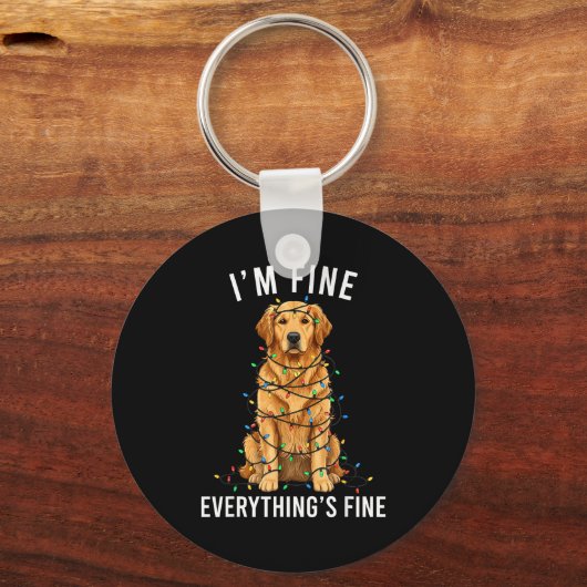 Golden Retriever Christmas I'm Fine Everything Is  Sleutelhanger (Voorkant)