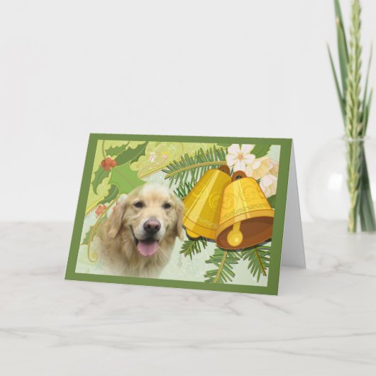 Golden Retriever Christmas Kaart Bells (Voorkant)
