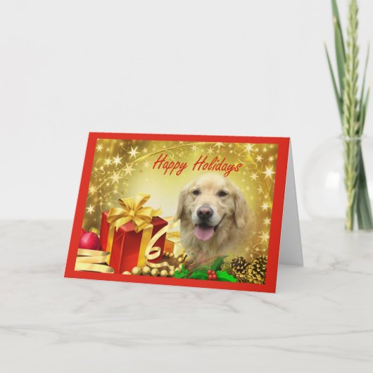 Golden Retriever Christmas Kaart Cadeaus (Voorkant)