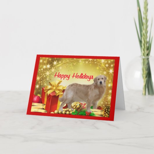 Golden Retriever Christmas Kaart Gift (Voorkant)