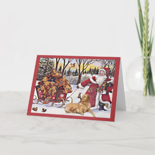 Golden Retriever Christmas Kaart Santa Beren 6