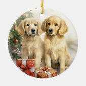  Golden Retriever Christmas Keramisch Ornament (Achterkant)