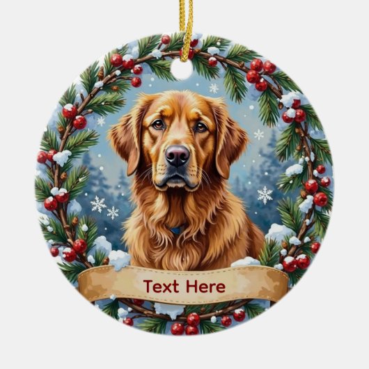 Golden Retriever Christmas Keramisch Ornament (Voorkant)