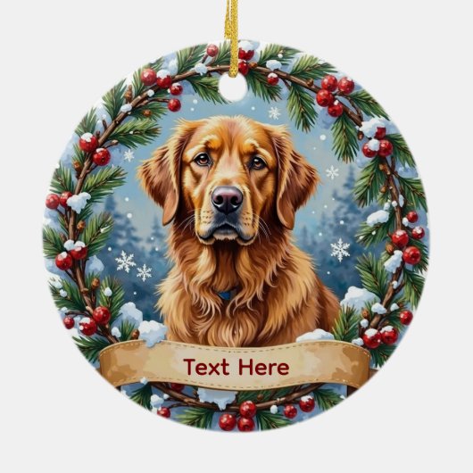 Golden Retriever Christmas Keramisch Ornament (Achterkant)