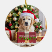 Golden Retriever Christmas Keramisch Ornament (Voorkant)