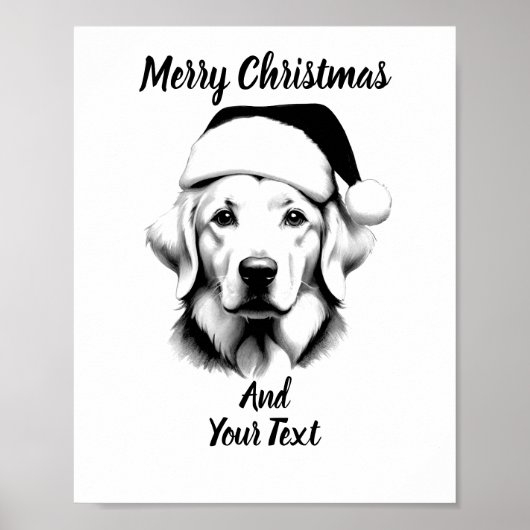 Golden Retriever Christmas Poster Instant Download (Voorkant)