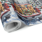 Golden Retriever Christmas Red Truck Holiday Cadeaupapier (Rol Hoek)