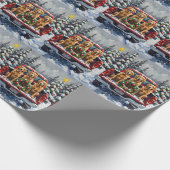 Golden Retriever Christmas Red Truck Holiday Cadeaupapier (Hoek)