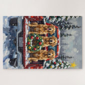 Golden Retriever Christmas Red Truck Holiday Legpuzzel (Horizontaal)