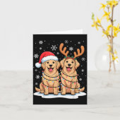Golden Retriever Christmas Santa Hat Reindeer Ligh Kaart (Gele Bloem)