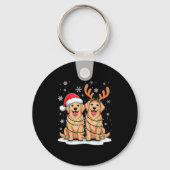 Golden Retriever Christmas Santa Hat Reindeer Ligh Sleutelhanger (Voorkant)