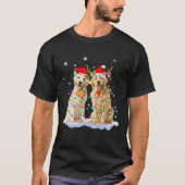 Golden Retriever Christmas Santa Hat Reindeer Ligh T-shirt (Voorkant)
