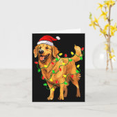 Golden Retriever Christmas Santa Hat Tree Lights P Kaart (Gele Bloem)