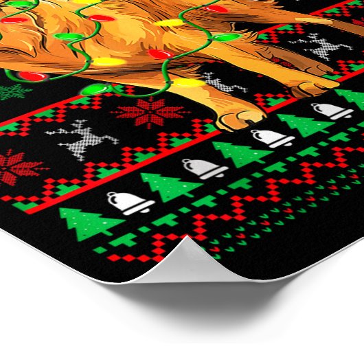 Golden Retriever Christmas Santa Hat Tree Lights P Poster (Hoek)