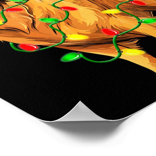 Golden Retriever Christmas Santa Hat Tree Lights P Poster (Hoek)