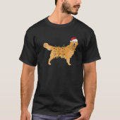 Golden Retriever Christmas Santa Hat Tree Lights P T-shirt (Voorkant)