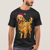 Golden Retriever Christmas Santa Hat Tree Lights P T-shirt (Voorkant)