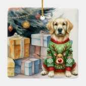 Golden Retriever Christmas Tree Keramisch Ornament (Achterkant)
