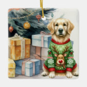 Golden Retriever Christmas Tree Keramisch Ornament (Voorkant)