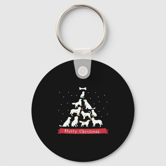Golden Retriever Christmas Tree Sleutelhanger (Voorkant)