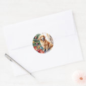 Golden Retriever Christmas Waterverf Ronde Sticker (Envelop)