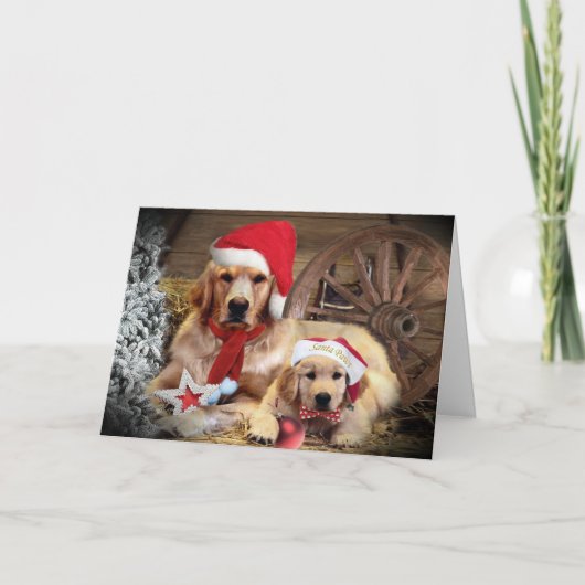 Golden Retriever Christmas Westerne stijl Feestdagen Kaart (Voorkant)